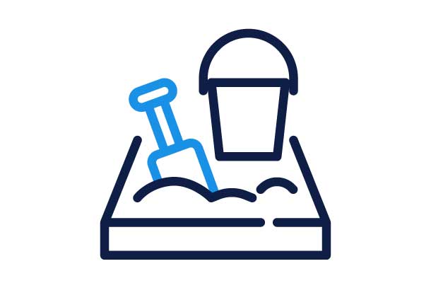 Sandbox Icon with Shovel and Bucket